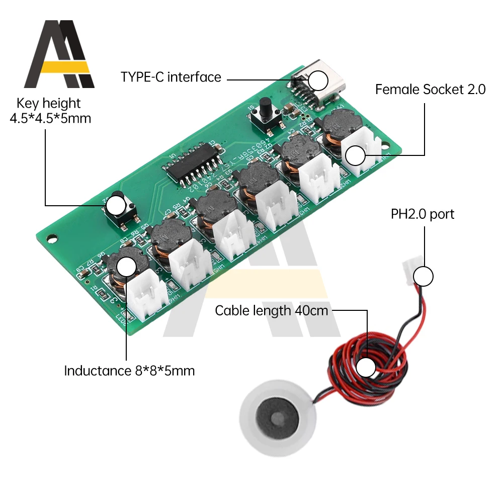 DC5V Six Spray Humidifier Module Atomization Control Board DIY 2.5-3W Dynamic Spray Single Spray Ultrasonic Atomizer TYPE-C