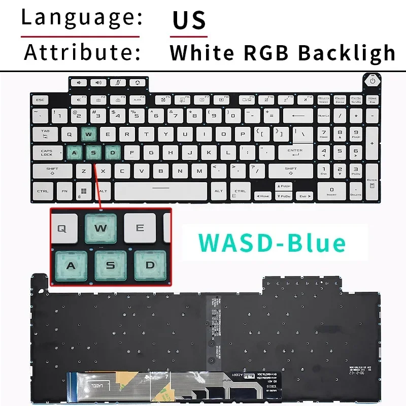 US/RU/SP  Laptop Keyboard For ASUS TUF Gaming F15 FX507 FX507Z/C/ZE/ZM/ZR FX707 FX517 FA507 FA507R GA507 FA617 2022 2023