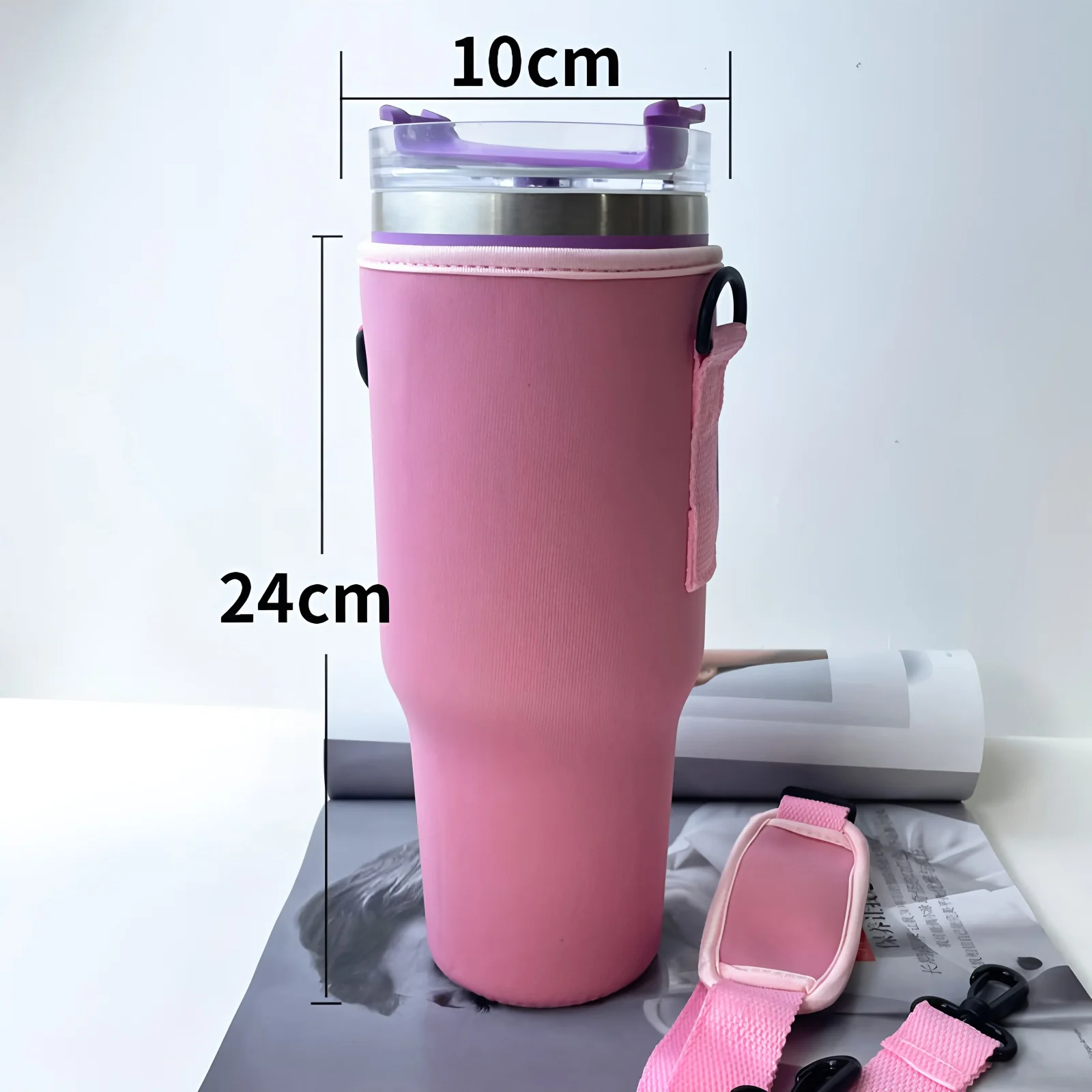 Large 40oz Insulated Leak Proof Water Bottle Carrier Bag Pouch Cover Holder Adjustable Strap for Thermos Outdoor Hiking Gym view 5
