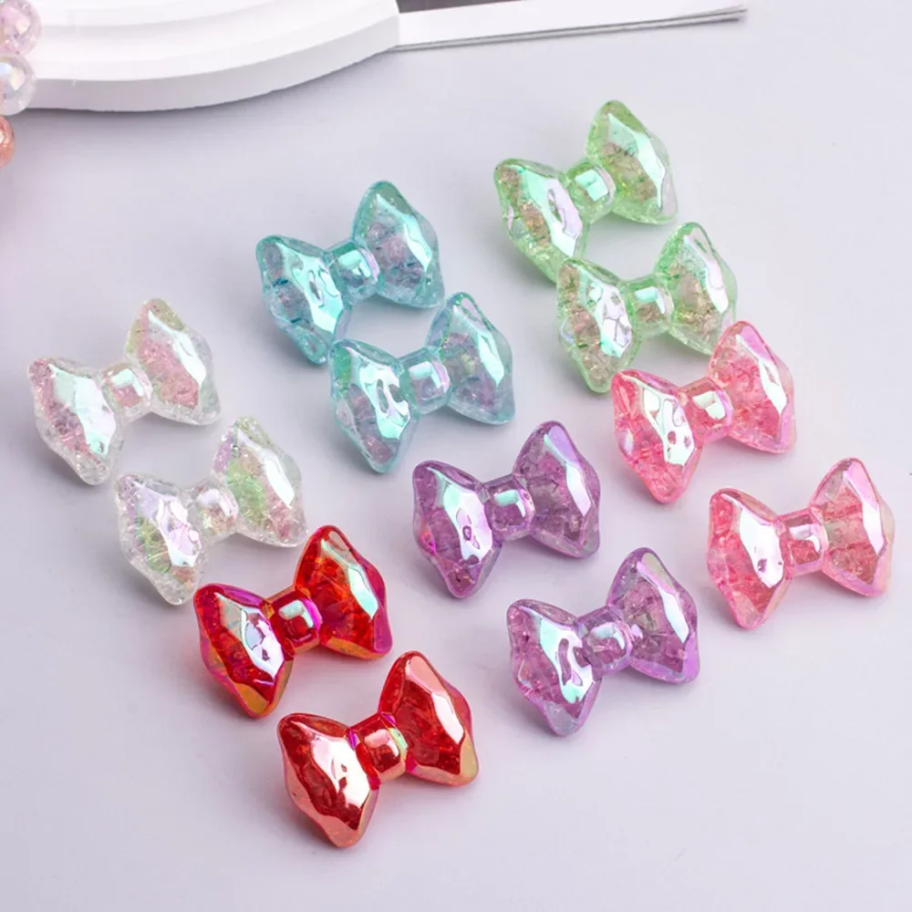 10PCS 24mm*34mm DIY Car Hanging Accessories Handmade Bag Chain Key Ring Bubble Crack Large Bow Dazzling Headdress