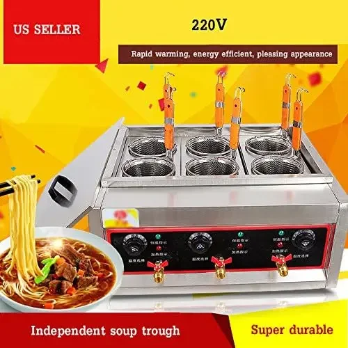 Pasta Cooker with 6 Noodle Filter Electric Pasta Cooking Machine Multifunctional Pasta Warmer Noodles Cooker 6KW for Cooking Dum