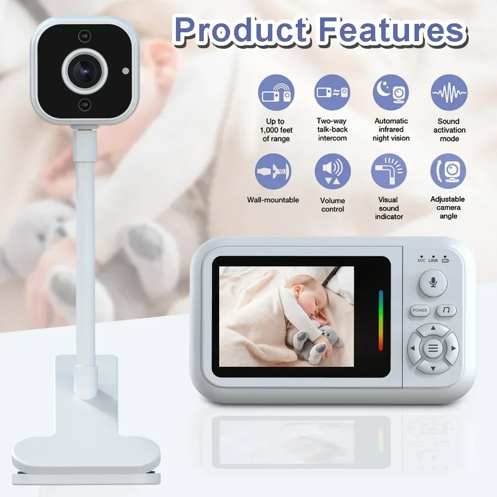 2026New Baby Monitor Wireless Smart Baby Caregiver Child Monitor Voice Intercom Monitor with Display Multi-functional