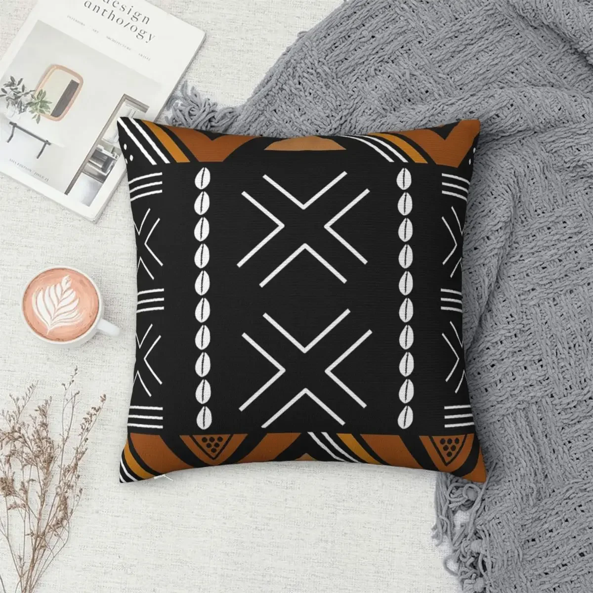 African Mud Cloth Bogolan Design Pillowcase Polyester Pillows Cover Cushion Comfort Throw Pillow Sofa Decorative Cushions Used