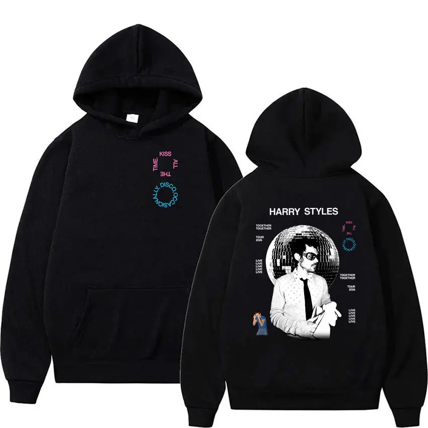 

Мужская толстовка с капюшоном Harry Styles Kiss All The Time Disco Occasionally Tour 2026, флисовая, в стиле хип-хоп, ретро, оверсайз