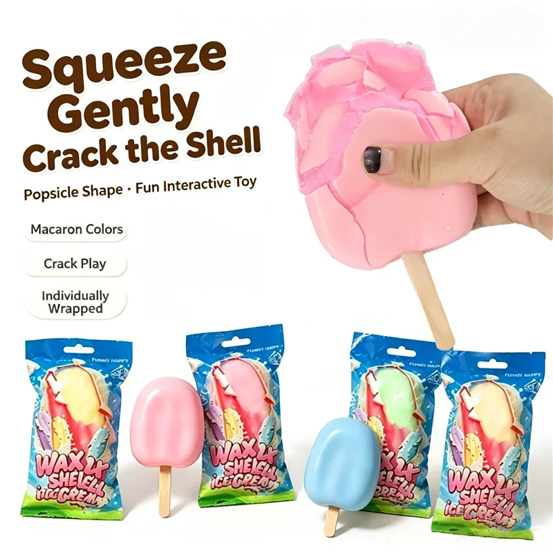 Simulation Macaron Color Ice Cream Squishy Fidget Toy Crispy Crunch Shell ASMR Squeeze Stress Relief Sensory Toy for Autism ADHD