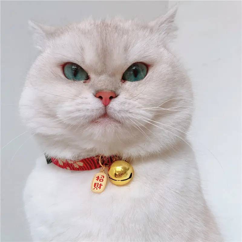 Silent Bells Cat Collars New Year Cat Collars With Auspicious Tags Easy Breakaway Collars With Muted Bells