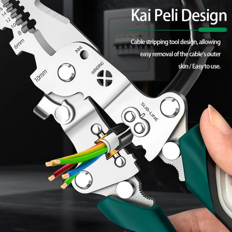 Multi Functional Wire Stripper Foldable Electrician Specific Wire Cutting Pliers Crimper Cable Cutter Adjustable Wire Stripper