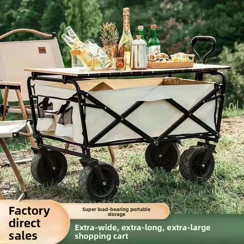 Outdoor Camping Cart Portable Folding Wagon Picnic Trolley Market Stall Cross Border US European Markets Picnic Camping Cart