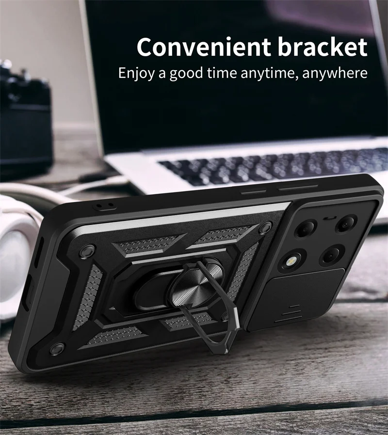 For Xiaomi Redmi Note 13 Pro 4G Case Slide Camera Armor Shockproof Ring Stand Back Cover For Redmy Note13Pro Car Magnetic Funda image 6