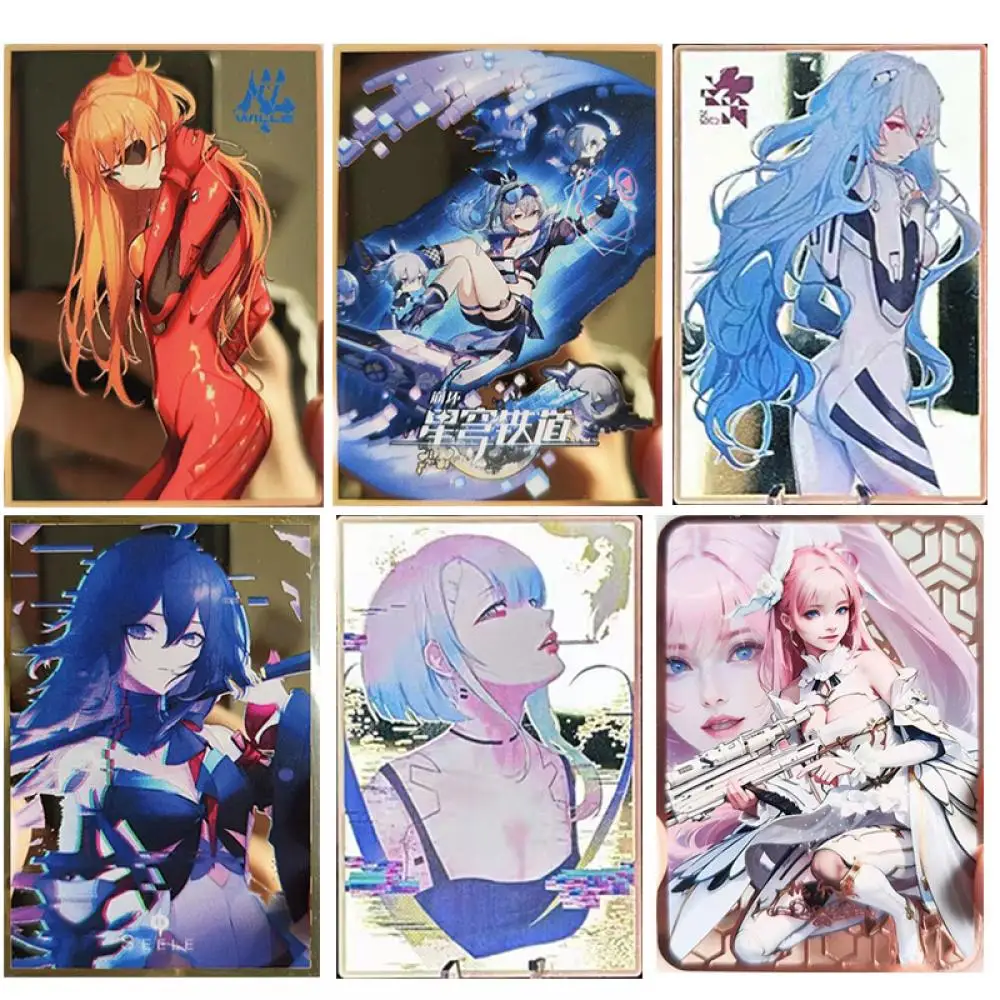 

Anime Goddess Story Ayanami Rei Asuka Langley Soryu Elysia Ganyu Clara collection medal card Children's toys Board game card