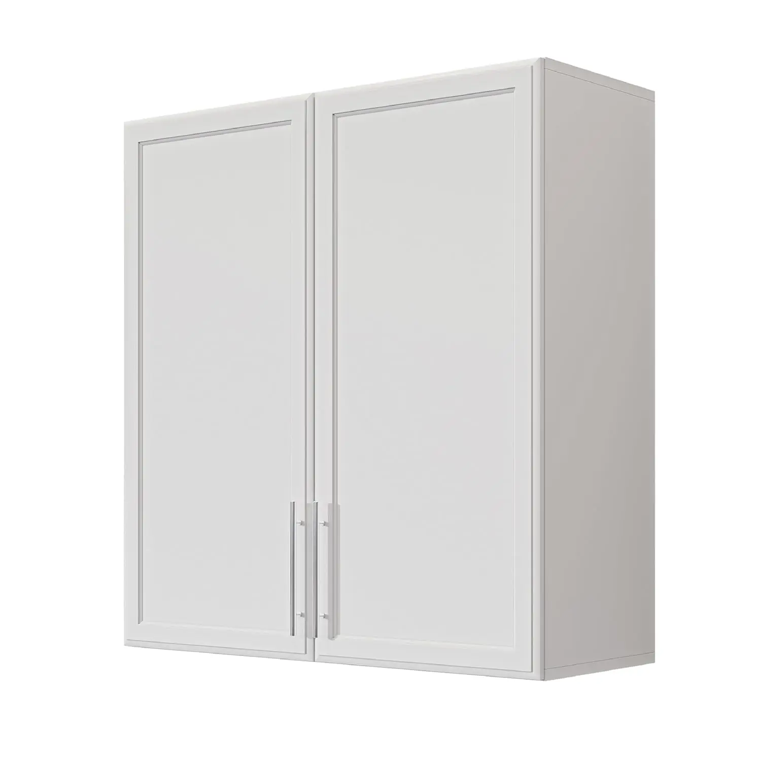 White Wall Cabinet with Adjustable Shelf & Shaker Doors for Laundry Kitchen Bathroom Garage 30