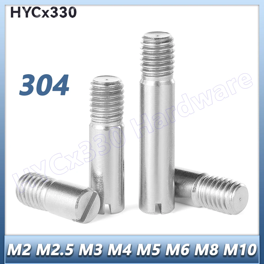 M2/M2.5/M3/M4/M5/M6/M8/M10 304 Stainless Steel Slotted Cylindrical Dowel Pins Male Threaded Locating Pin,Length 5-50mm