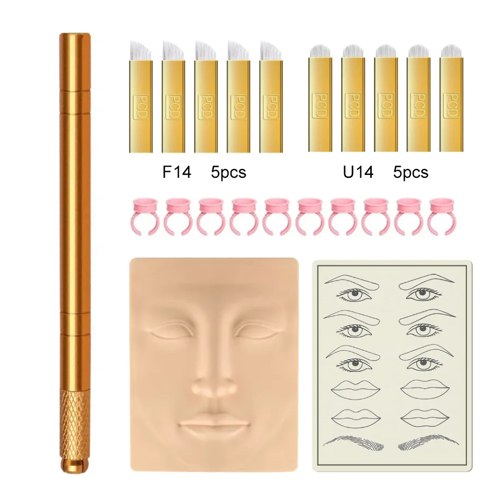 Microblading Pens Golden Tattoo Eyebrow Pen For Permanent Makeup Supplies Durable Aluminum Pen Microblading Needles