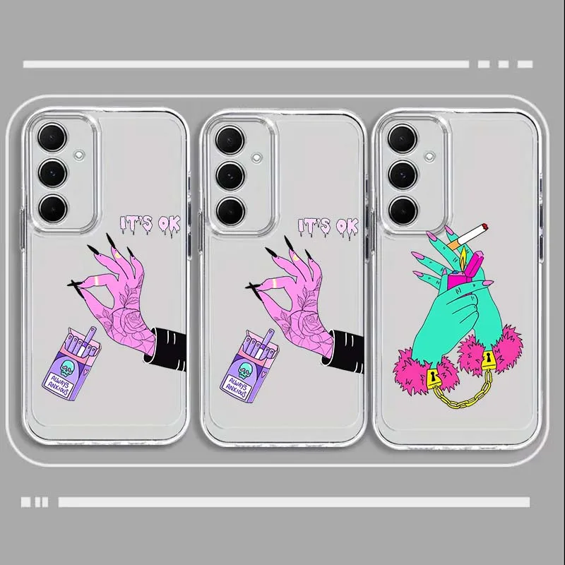 Hand Advanced Art For Samsung Galaxy A73 A72 A71 A55 A54 A53 A52 A51 A33 A25 A22 A15 A14 A05 TPU Transparent Phone Case