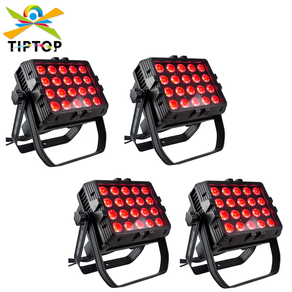 4 Pack 20x18W RGBWA+UV 6IN1 Led Wall Washer Waterproof Light 25 Degree Lens Outdoor Flood Light Rectangle Shape