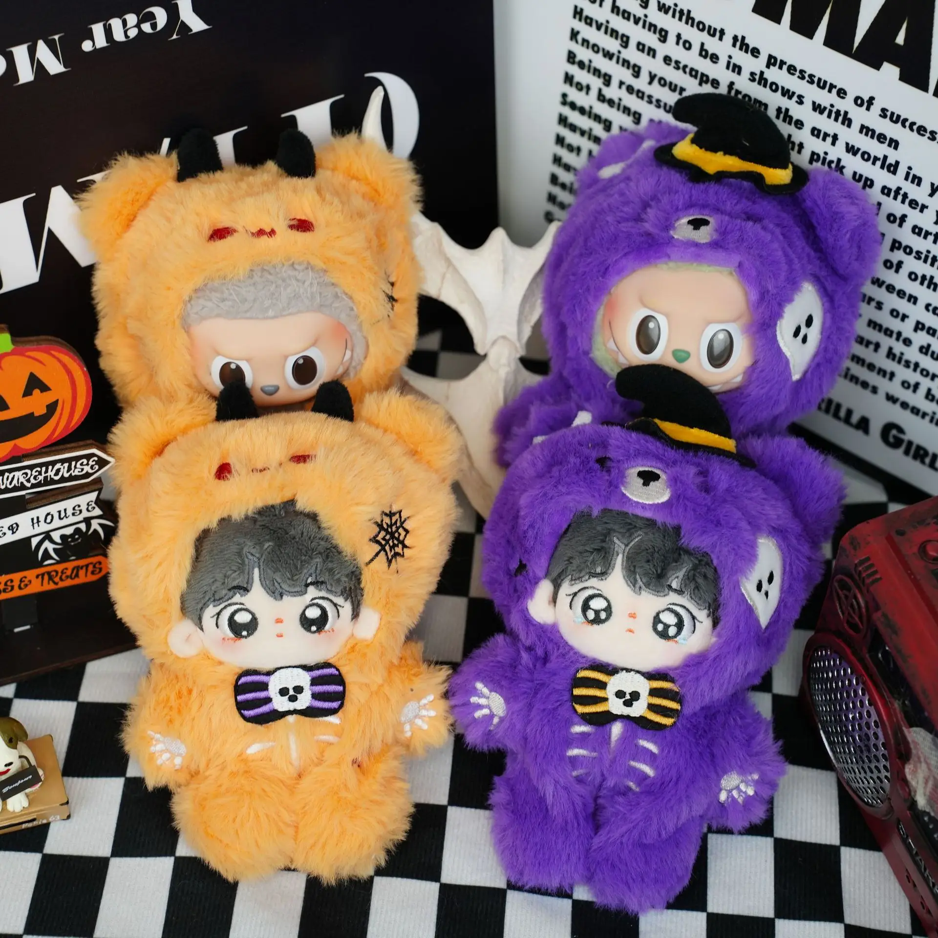 

Новый комплект одежды на Хэллоуин для лабу, хлопковые куклы, милый костюм медведя-скелета, кукольная одежда, идеальный подарок для любителей кукол