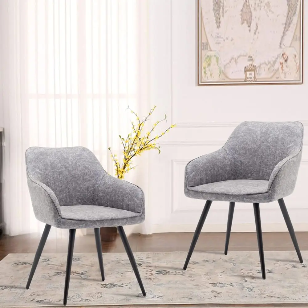 

Suede Accent Chair with Metal Legs for Living Room, Home, or Office in 2-Piece Set