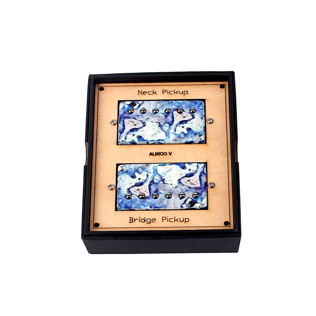 Hand‑Wound Alnico V Humbucker Guitar Pickup Set Blue Porcelain Style Neck Bridge Pickups for Electric Guitar Replacement Parts