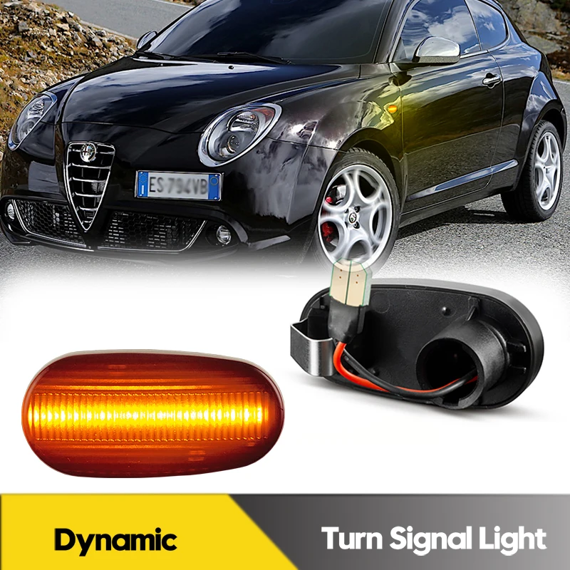 

2Pcs LED Dynamic Side Marker Lights Turn Signal Blinker Lamps For Alfa Romeo 147 GT Mito 937 955 Fiat Bravo 198 Car Accessories