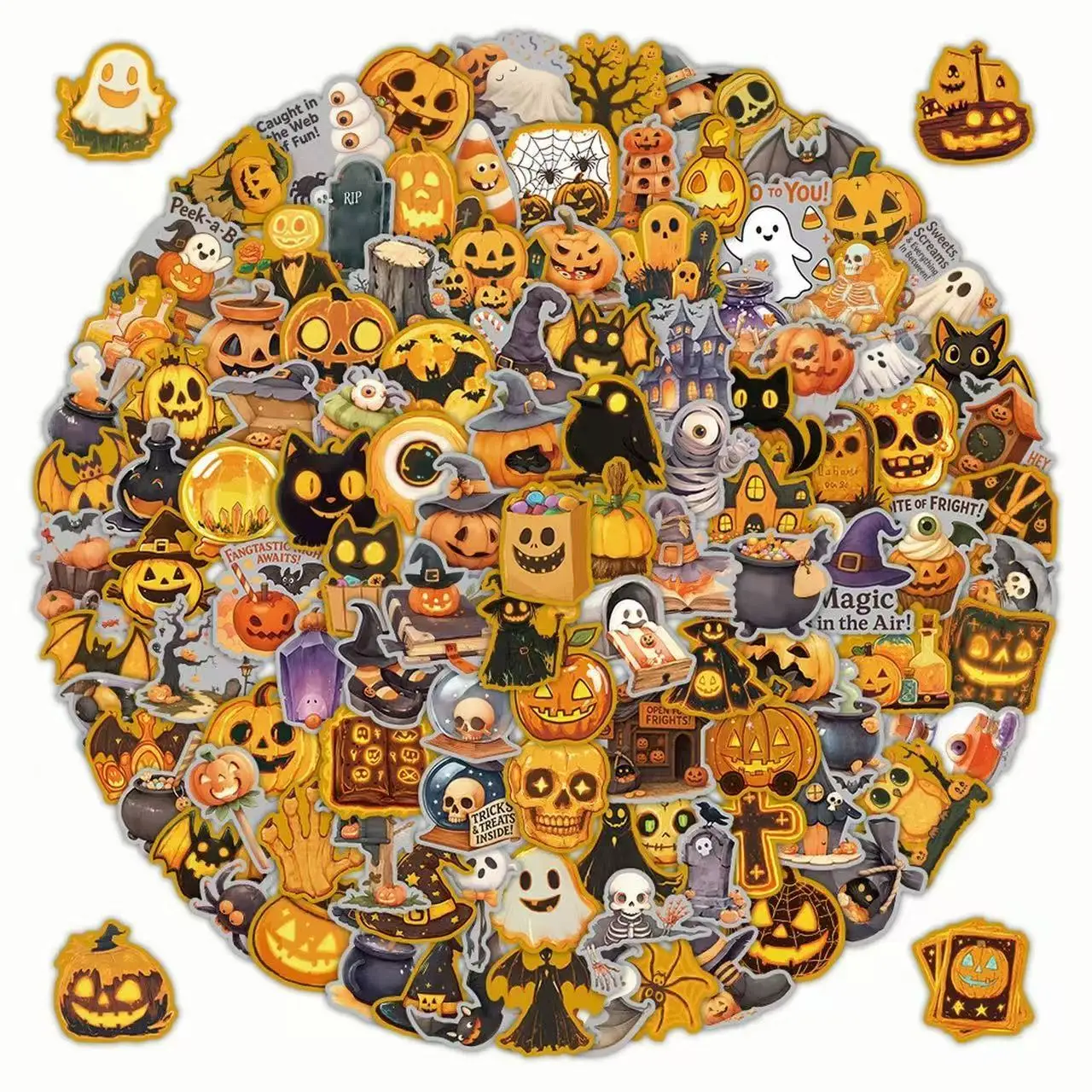 10/50/100/200Pcs Halloween Stickers Niche Festive Vibe Fun Creative DIY Decals for Journal Phone Case Decor, Holiday Gifts