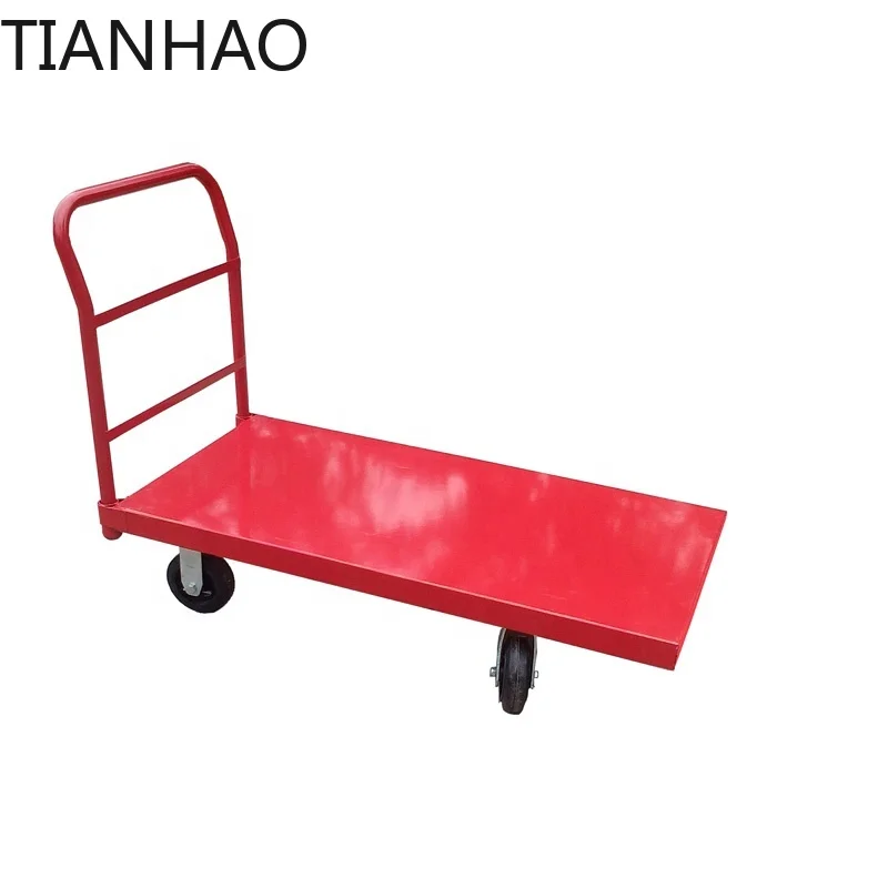 Red Color Platform Hand Push Trolley Trucks Carts In 500KG Capacity