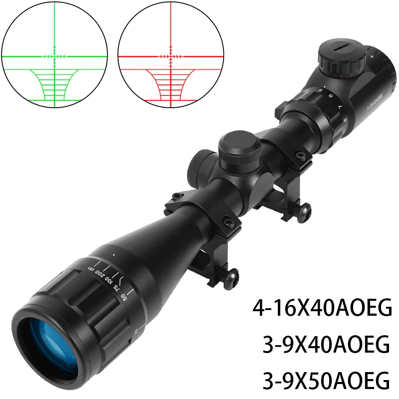 4-16X40 3-9X40 3-9X50 AOEG SFP Rifle Scope Hunting Optics 11/20mm Rail Riflescope Red/Green Illuminated Reticle Telescopic Sight