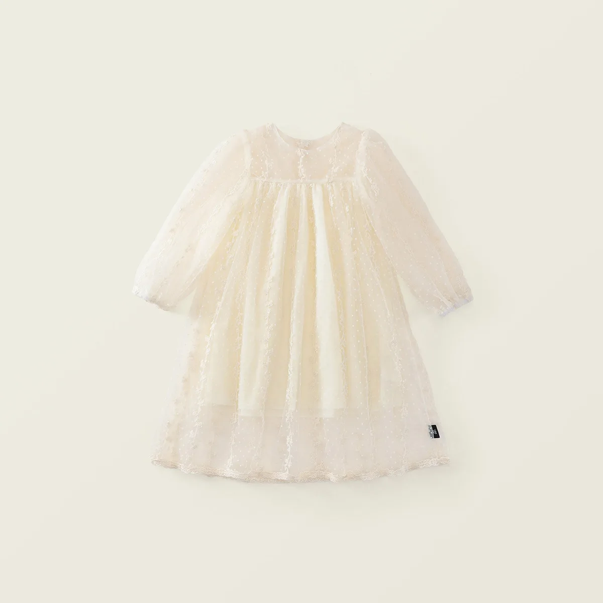 

2026 Spring/Summer New Girl's Long Sleeve Embroidered Dress for Baby Girls Korean Edition Apricot Children's Dress