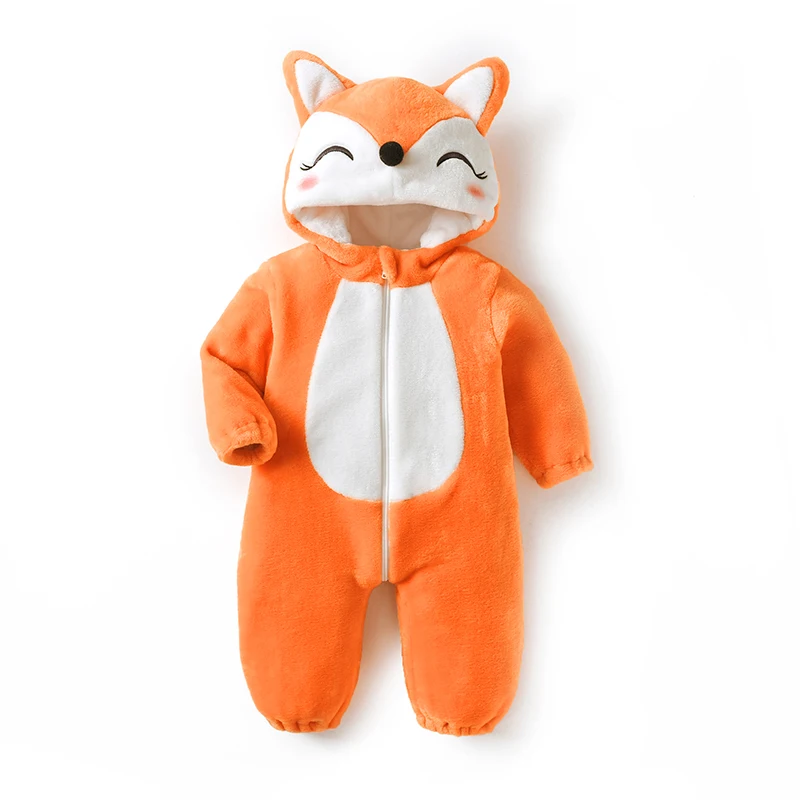 Kigurumis Foxs Baby Girls Clothes Romper Winter Soft Warm Infant Onesie Bodysuit Cosplay Costume Hooded Zipper Jumpsuits