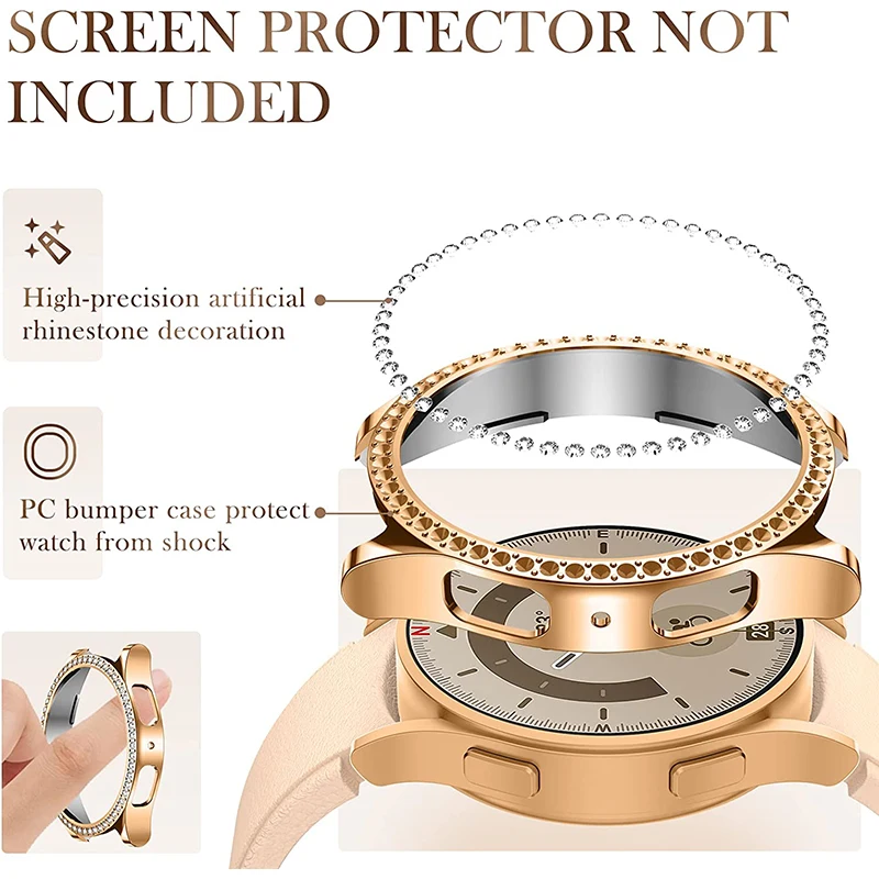 Diamond Case for Samsung Galaxy Watch 5/5 pro/4 40mm 44mm PC Cover All-Around Bumper Protector Galaxy watch 4 classic 46mm 42mm