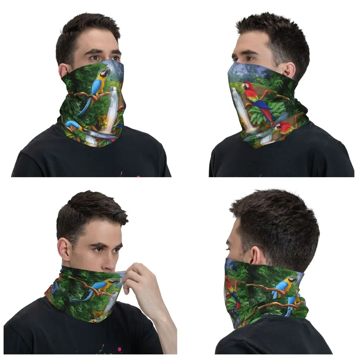 Macaw Tropical Parrot Birds Bandana Neck Gaiter for Ski Running Women Men Wrap Scarf Psittacine Bird Balaclava Warmer