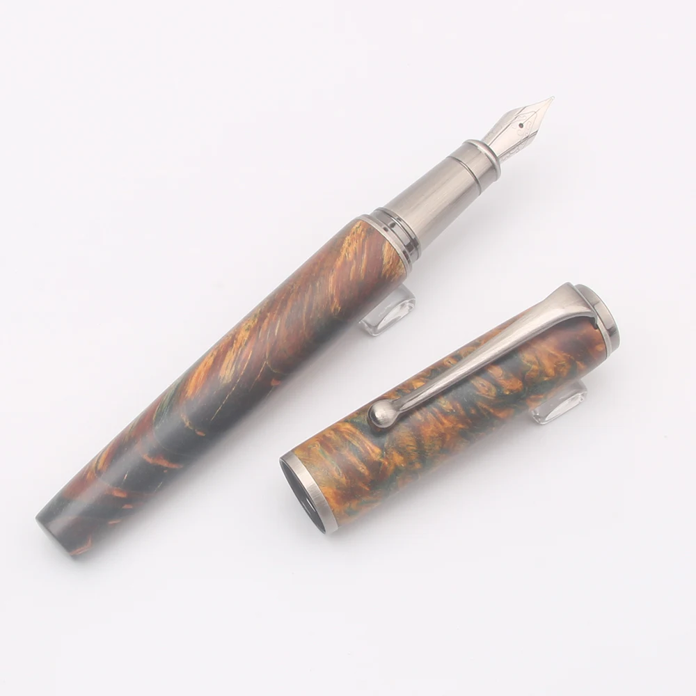 

Handcrafted Natural Stabilized Wood Fountain Pen Fine Nib Carved Design with Converter Luxury Calligraphy Writing Pen