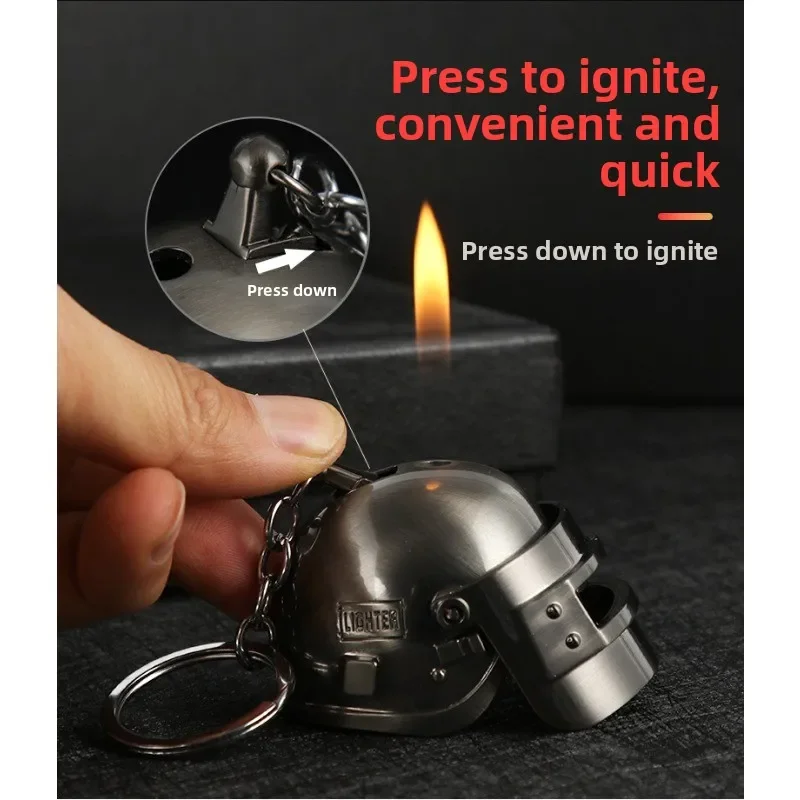 Third Level Personalized Creative Inflatable Open Flame Metal Lighter New Unique Keychain Birthday Gift Cigarette Accessories