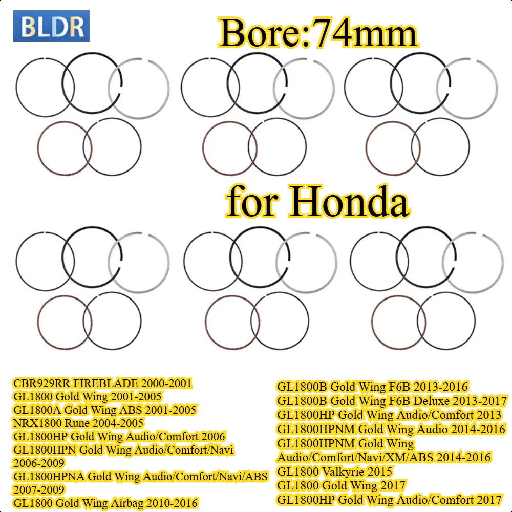 

74mm for Honda CBR929RR FIREBLADE NRX1800 Rune GL1800 Gold Wing Airbag Valkyrie Motor Bike Piston Ring GL1800 Gold Wing