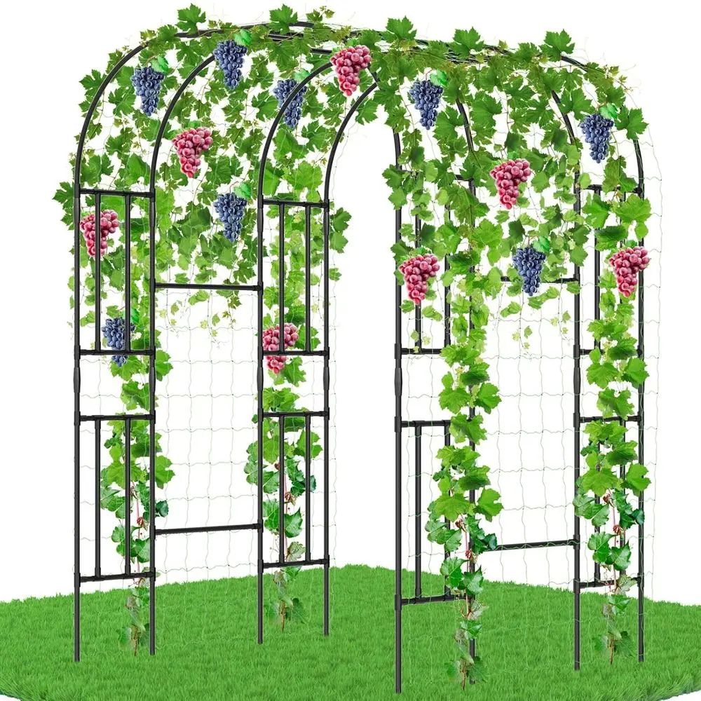 Outdoor Metal Garden Arch Trellis, 87 Tall Support for Climbing Plants, Ideal for Cucumbers, Vines, and Flowers