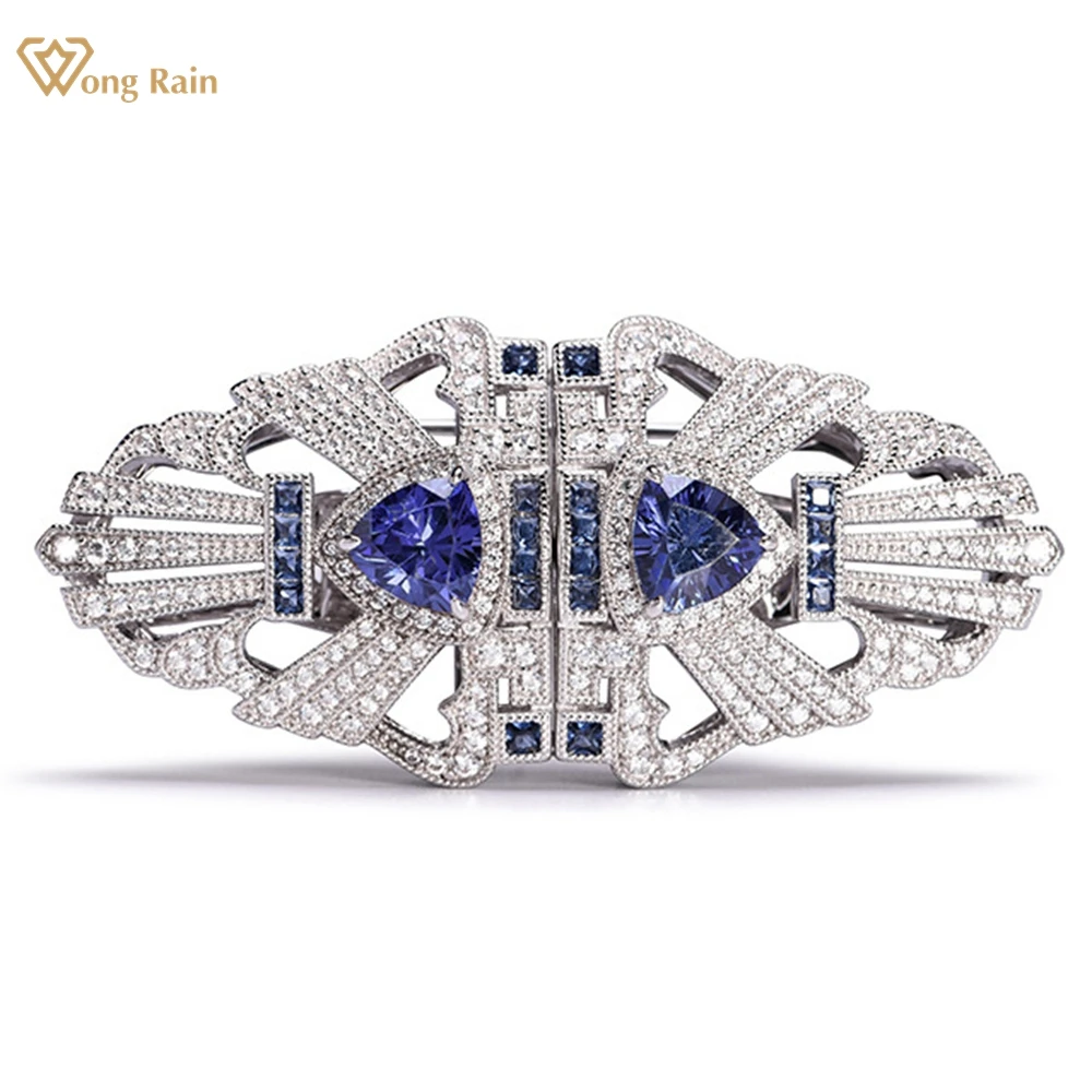 

Wong Rain Luxury 925 Sterling Sliver Sapphire High Carbon Diamond Gemstone Women Brooch Brooches Fine Jewelry Anniversary Gifts