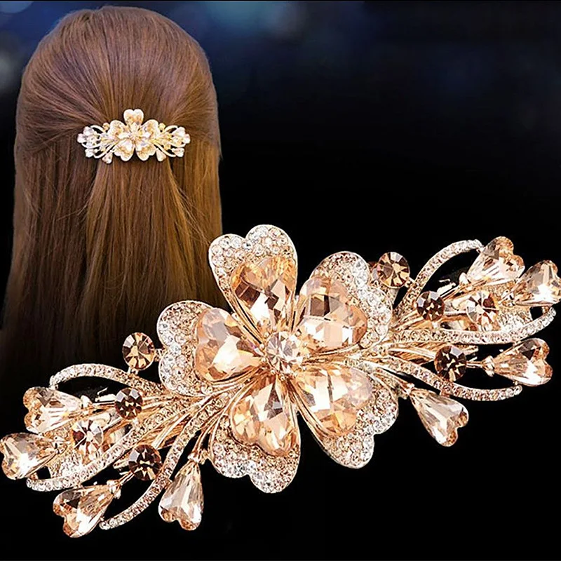 1PC Women's Rhinestone Crystal Hair Clip Hairpins Comb Flower mariage Bride Bridesmaid Wedding Party Hair Jewelry Accessories