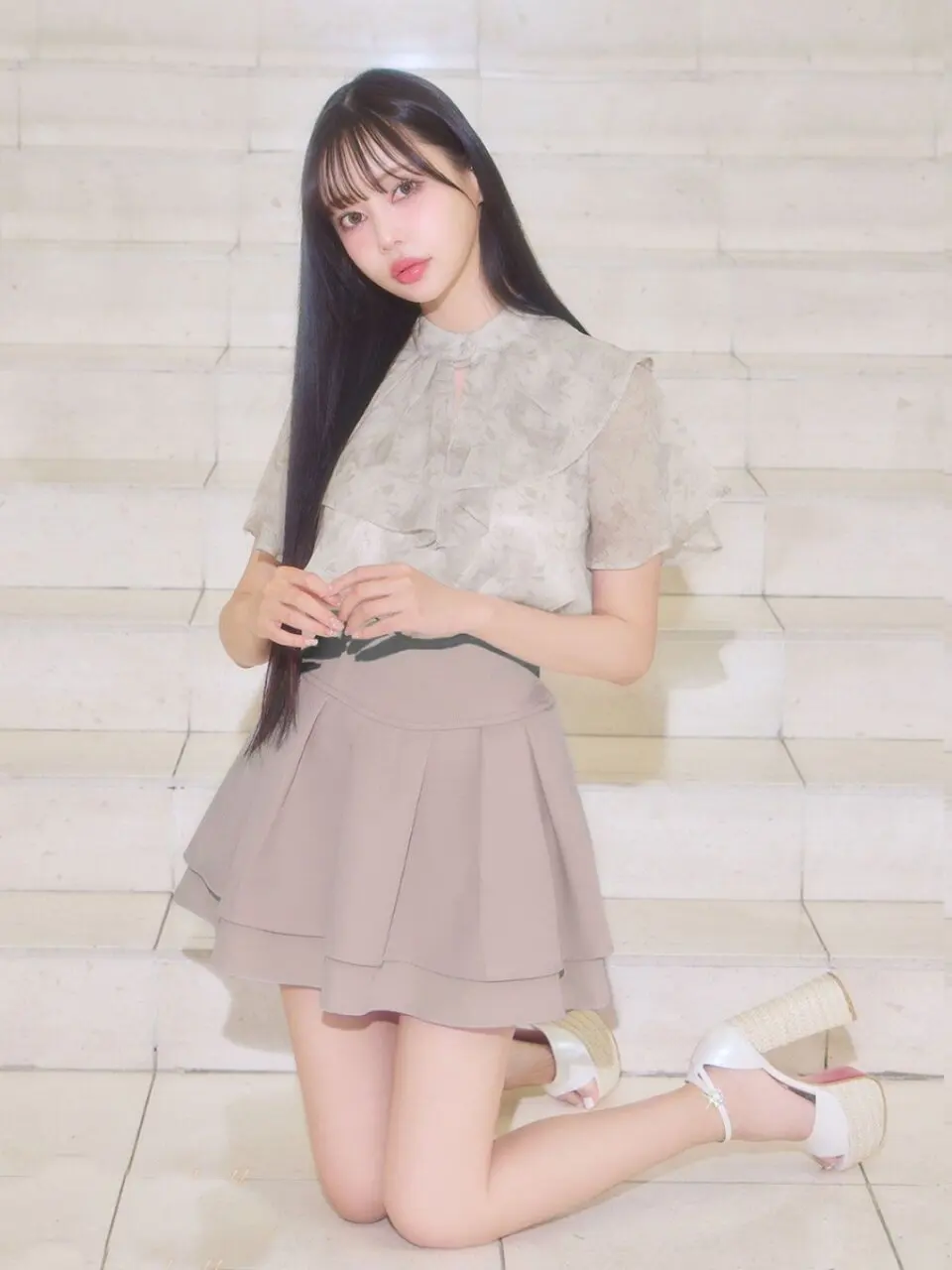 

Sweet Dark Pink Macaron Skirt Summer Tiered Pleated Mini Skirt High Waist A-Line Short Skirt with Built-in Shorts