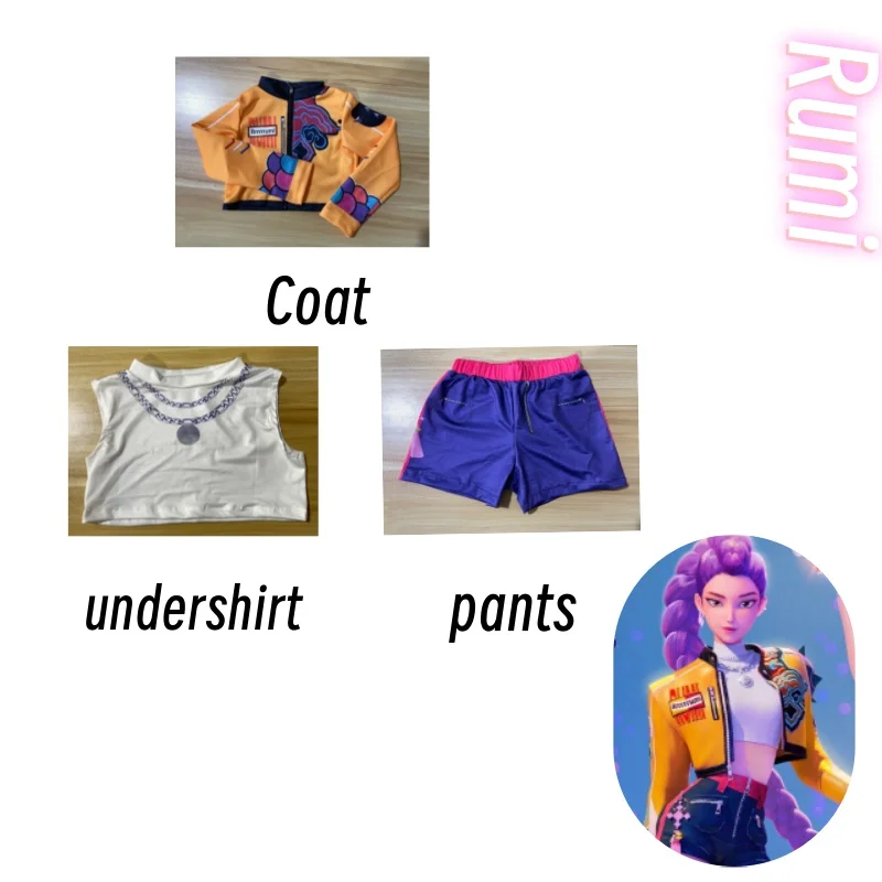 Kpop Rumi Zoey Mira fête filles démon Costume chasseurs Cosplay tenue veste haut short enfants HalloweenCostumes chanteur Cosplay