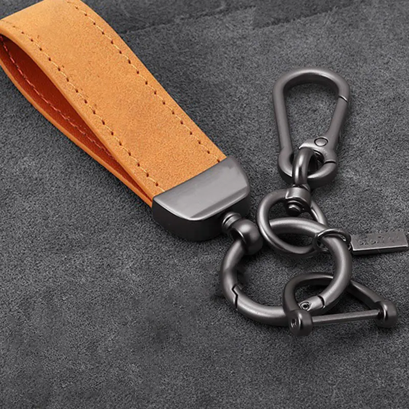 Retro Handgefertigter Leder-Autoschlüsselanhänger für Männer und Frauen Einfacher Rindsleder-Schlüsselring Modisches Unisex-Geschäftsaccessoire Langlebiger Schlüsselhalter – Detail 11