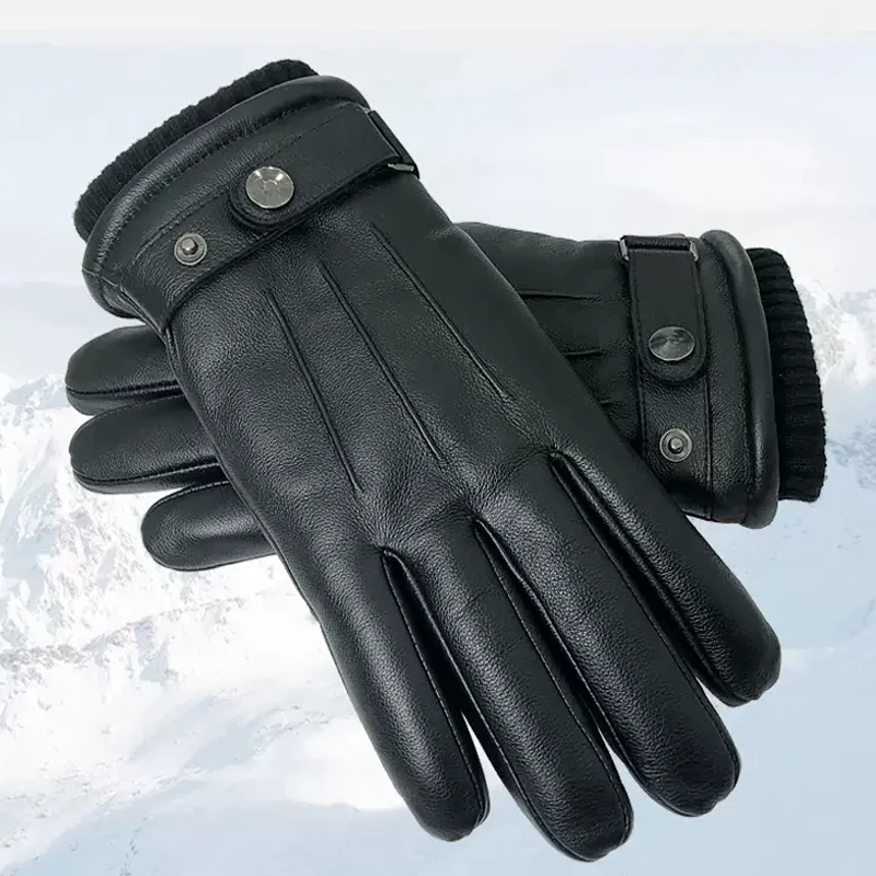 2024 Upgraded Thickening Winter Warm Glove, Leather Gloves for Men and Women , Wool Lining, Comfortable and Warm, Touch Screen