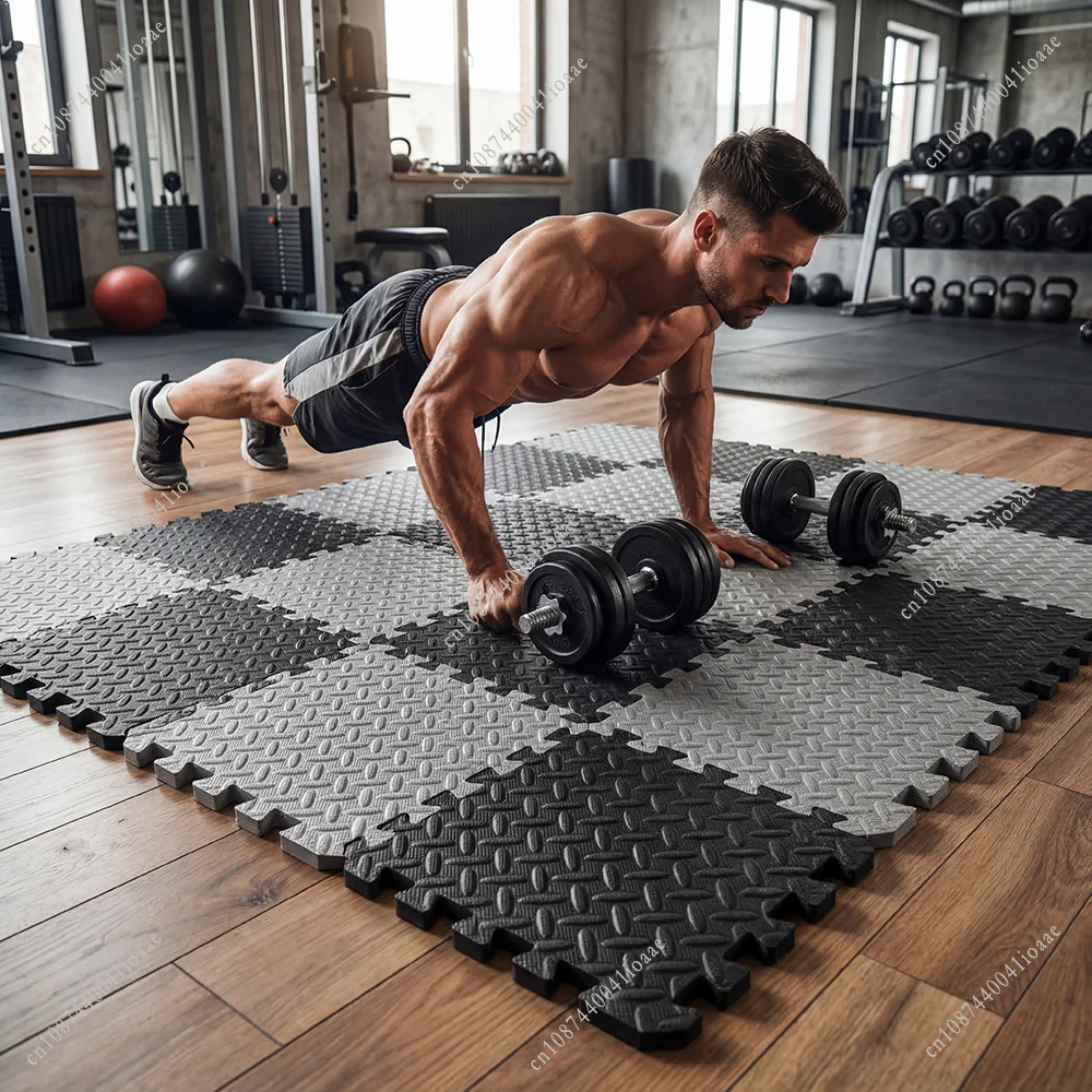 30x30x2.5CM 8Pcs Premium EVA Foam Floor Mat Leaf Texture Non-slip Interlocking Thick Foam Rug Soft Waterproof Exercise Mat
