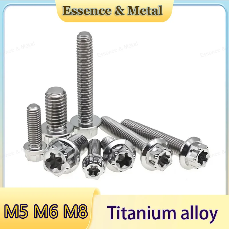 Titanium Alloy Bolts M5 M6 M8 Plum Flange Head Length 10mm-60mm Flange Head Suitable for Bicycle and Motorcycle Modifications