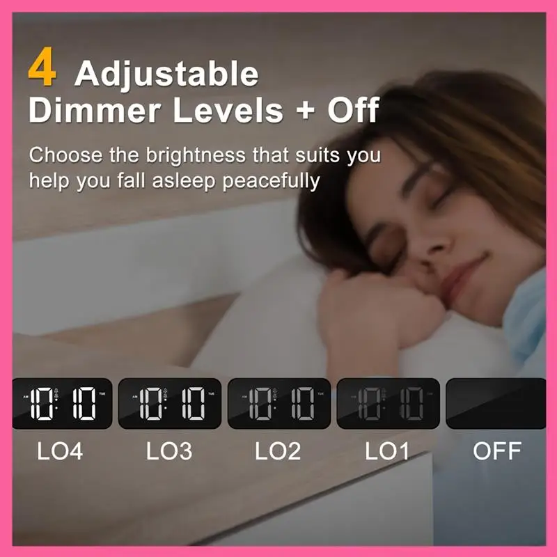 

HOT-LED Digital Alarm Clock For Bedrooms With Night Light,Dual Alarm,12/24H, Plug In Large Display Alarm Clock For Bedroom