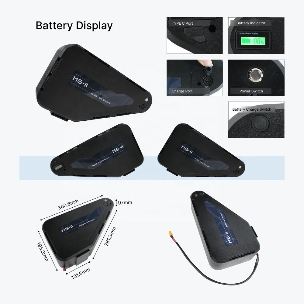 DIY High Speed 50mph 80km/h 60V/72V 2500W-3000W Electric Conversion Kit with HS II Model 60V/72V 20AH Triangle Lithium Battery