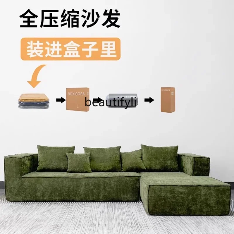 G1218 Italian Style Fabric Tofu Block Down Filling Living Room Sofa Pure Sponge Export Vacuum Compressed Sofa