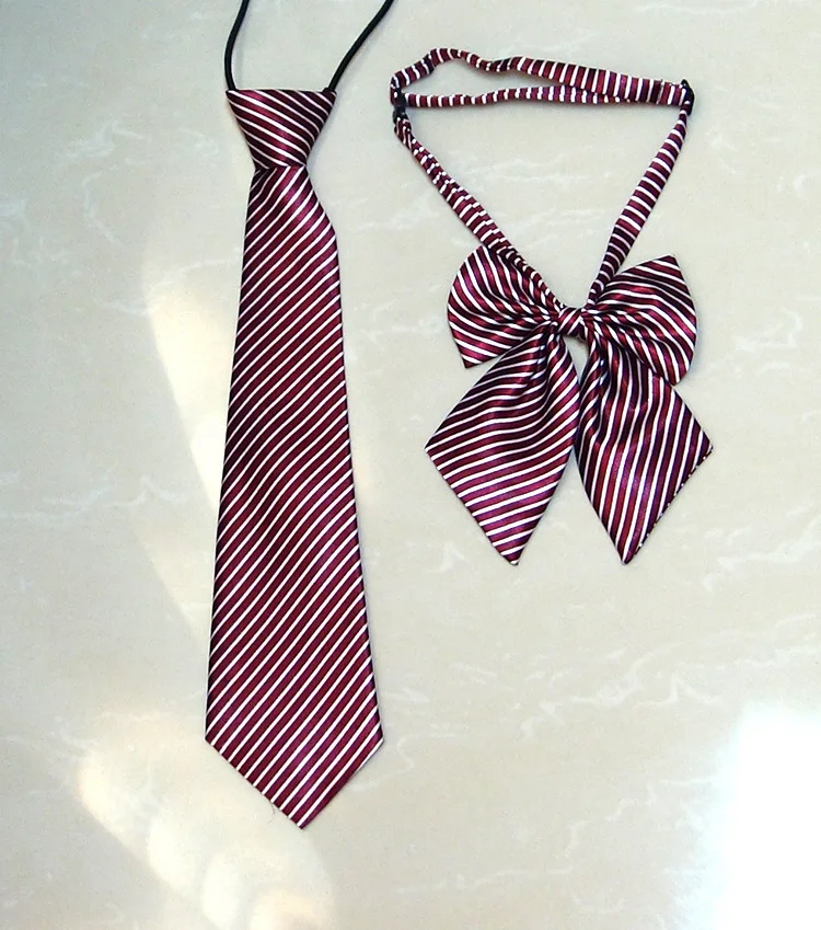 Student school uniform, children's performance, same color tie, children's 28cm tie, red plaid leather band tie set