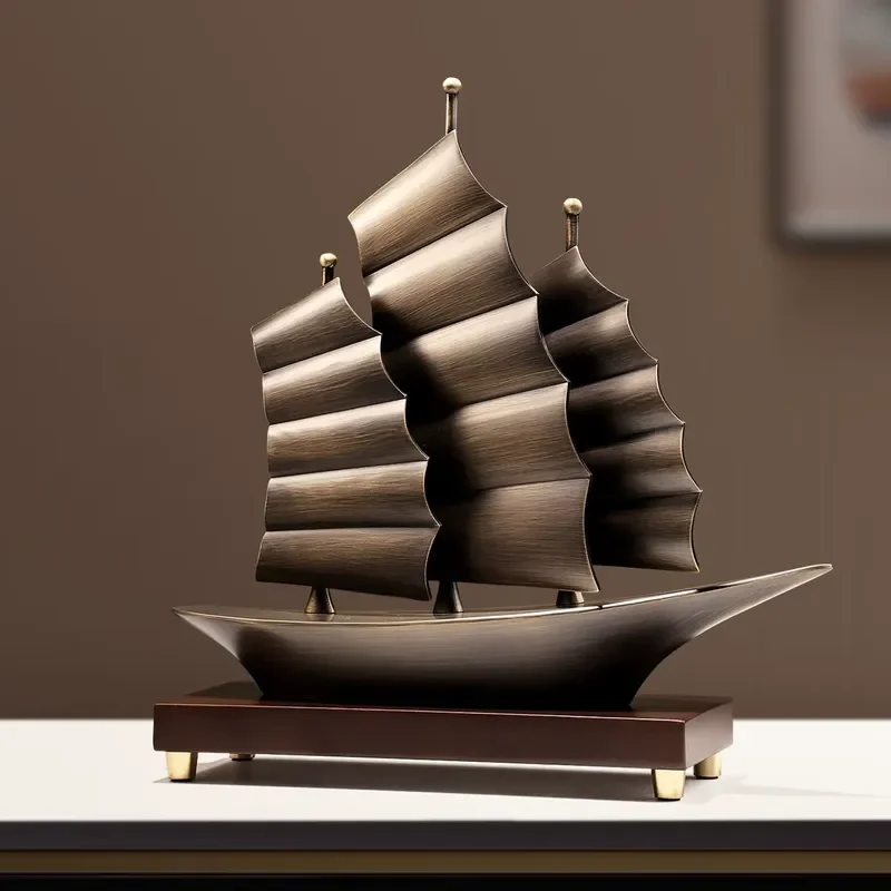 Tonfo Smooth Sailing Sailboat Brass Ornament High-End Minimalist Office/Desk Gift for Leaders Bosses-Housewarming Opening
