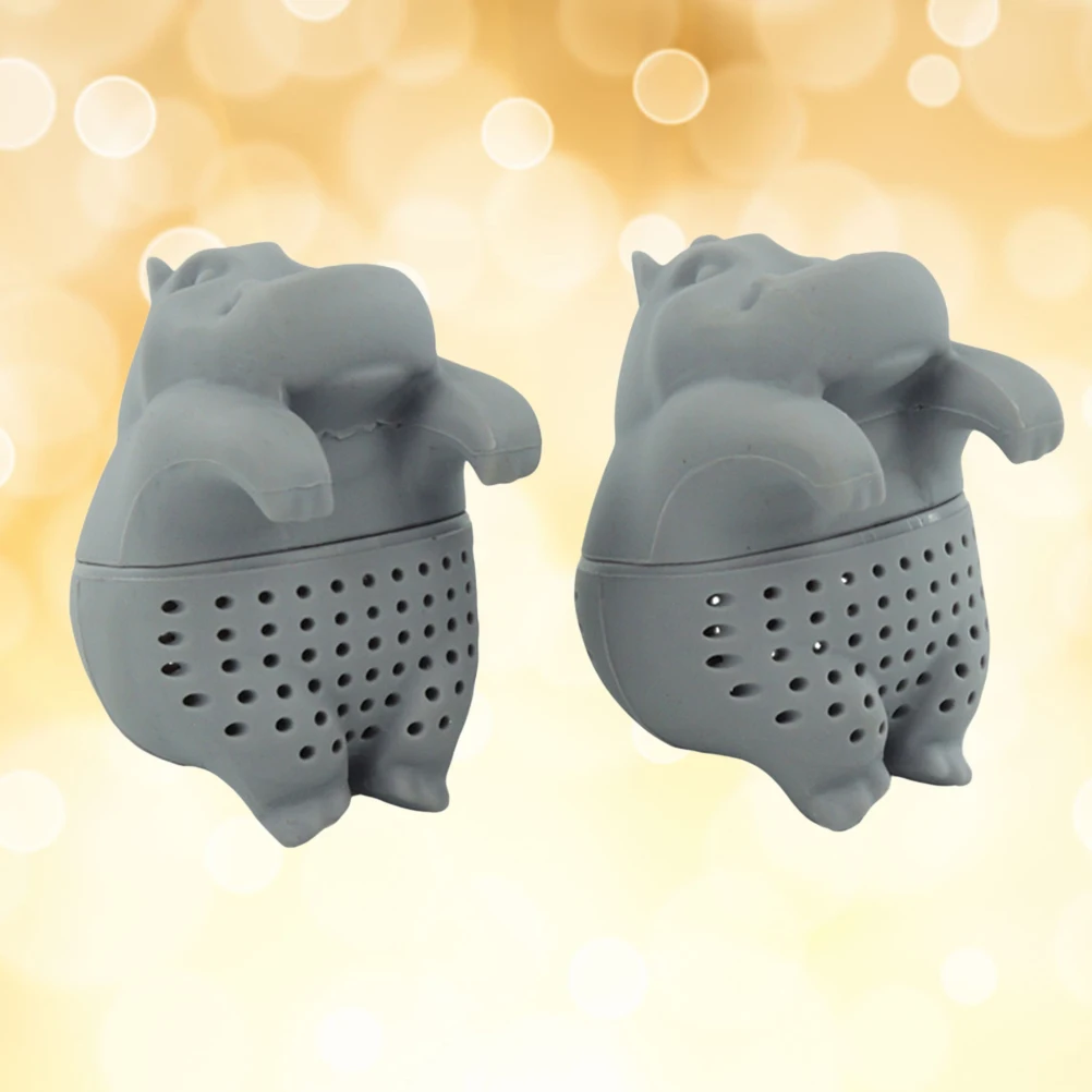 

Cute Cartoon Hippo Silicone Tea Infuser Loose Leaf Strainer Filter Kitchen Tool Gadgets Grey Fine Slots Safe to Use