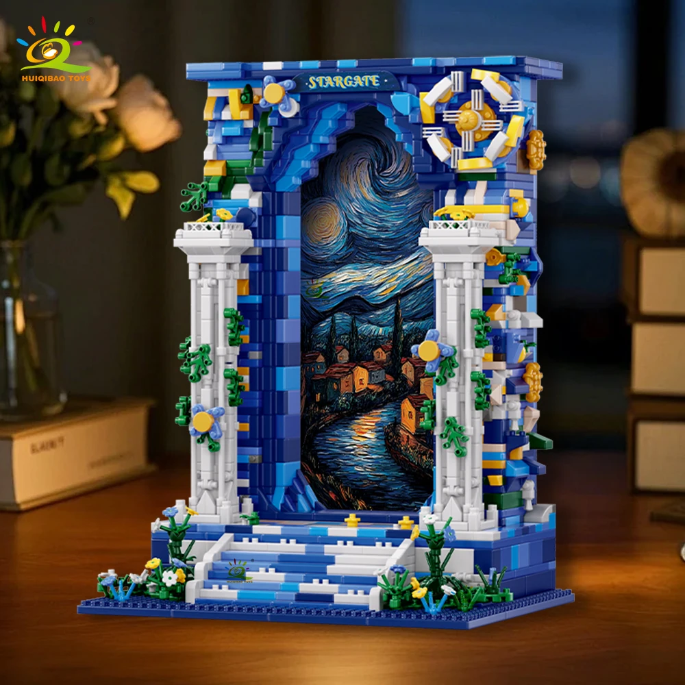 

HUIQIBAO 1745pcs Wonderland Starry Sky Door Photo Frame Building Blocks Assembly Toys Star Gate display stand Home Decoration