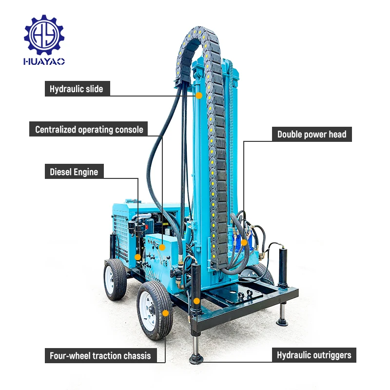 2025200 م 300 م جهاز نوع المقطورة لحفر آبار المياه للبيع